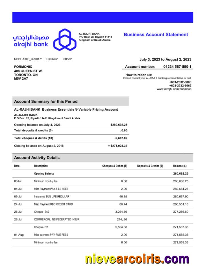 Al-Rajhi Bank  company account statement